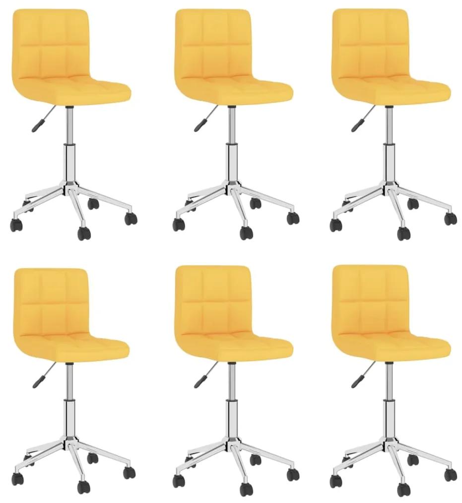Otočné jedálenské stoličky 6 ks horčicovo-žlté látkové