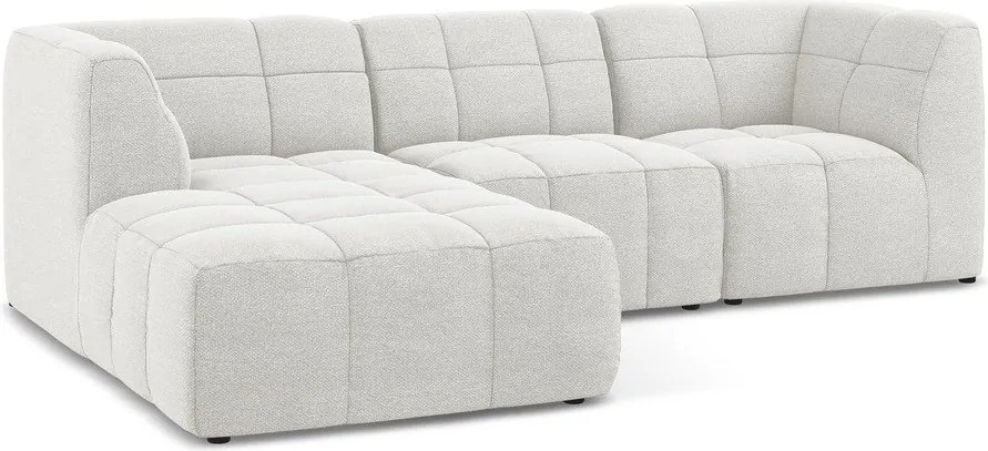 Biela rohová pohovka z textílie buklé (ľavý roh/s leňoškou) Aloha – Makamii