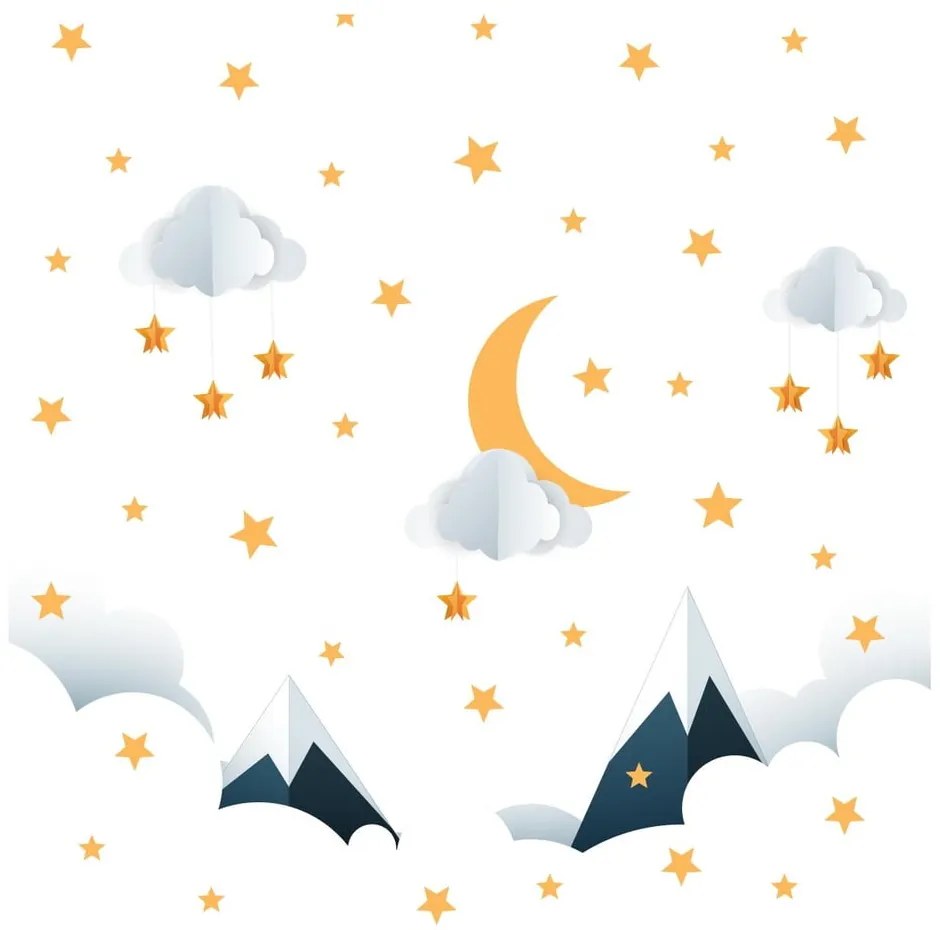 Detská samolepka na stenu 90x60 cm Mountains in Stars and Clouds - Ambiance