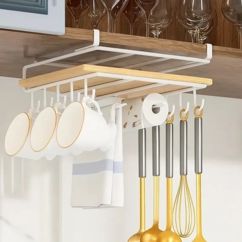 Závesný kuchynský organizér s háčikmi RAXIMO, biely