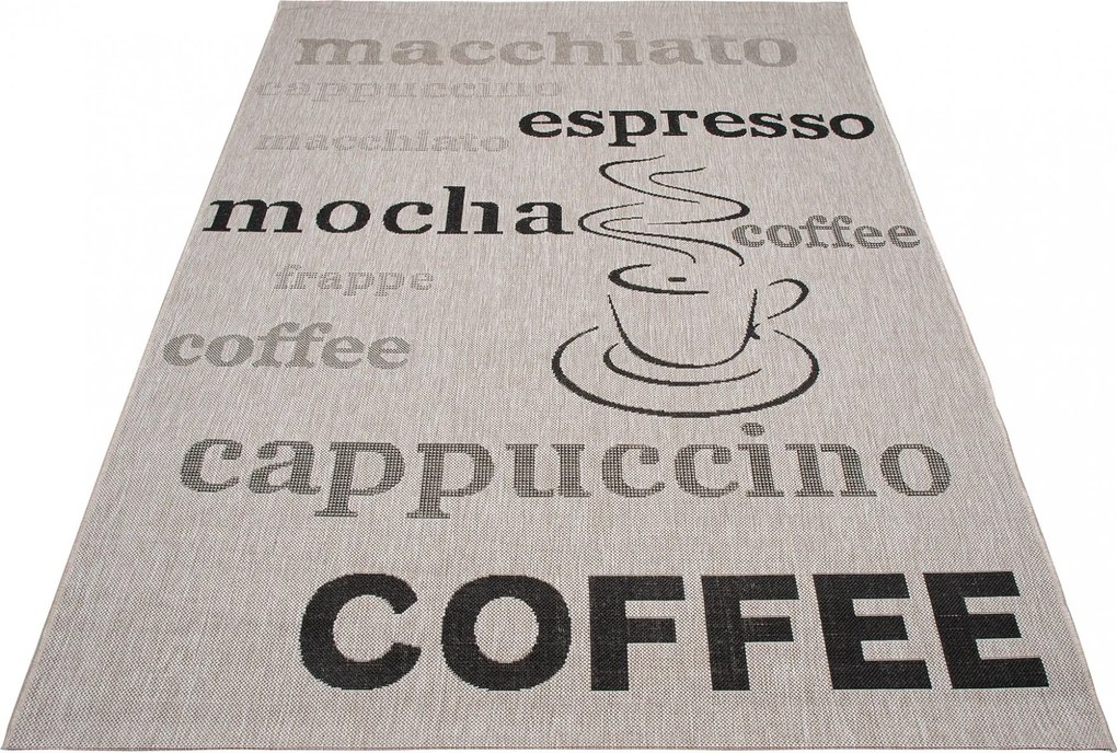 Sisalový PP koberec COFFEE - sivý/čierny