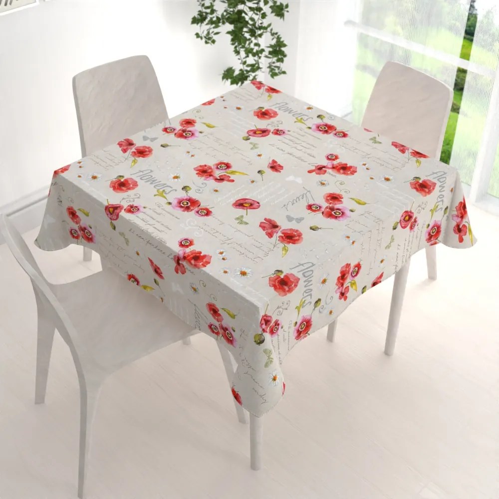 Biante Dekoračný štvorcový obrus Porto PRT-022 Vlčie maky a margaréty na režnom 60x60 cm