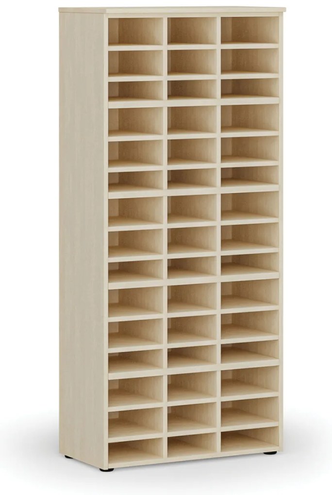 Triediaci regál PRIMO WOOD, 800 x 420 x 1781 mm, 45 priehradok, breza