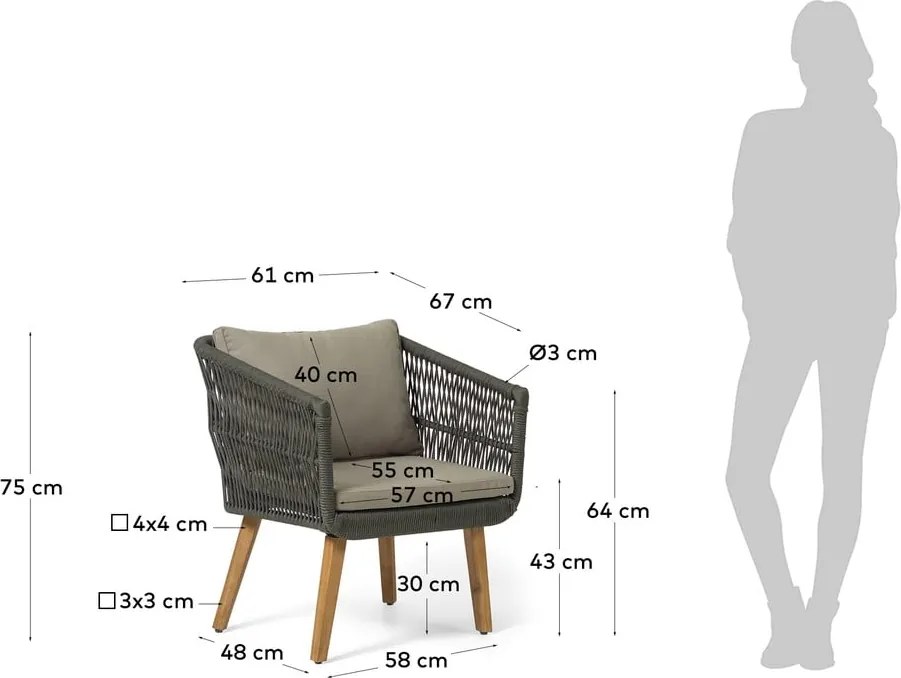 Súprava záhradného nábytku z akáciového dreva Kave Home Inti