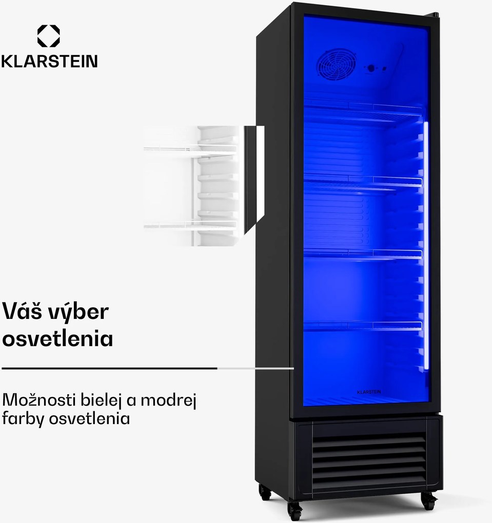 Klarstein GrandCooler chladnička na nápoje, 306 l, LED osvetlenie, s kolieskami, 4 police