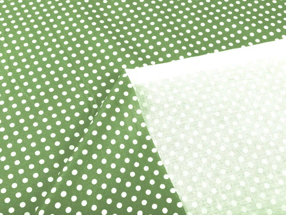 Biante Bavlnený záves Sandra SA-336 Biele bodky na zelenom 130x170 cm
