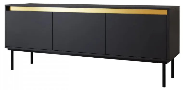 TV stolík/skrinka Gllane 3D, Farby: čierna / čierna + zlatá