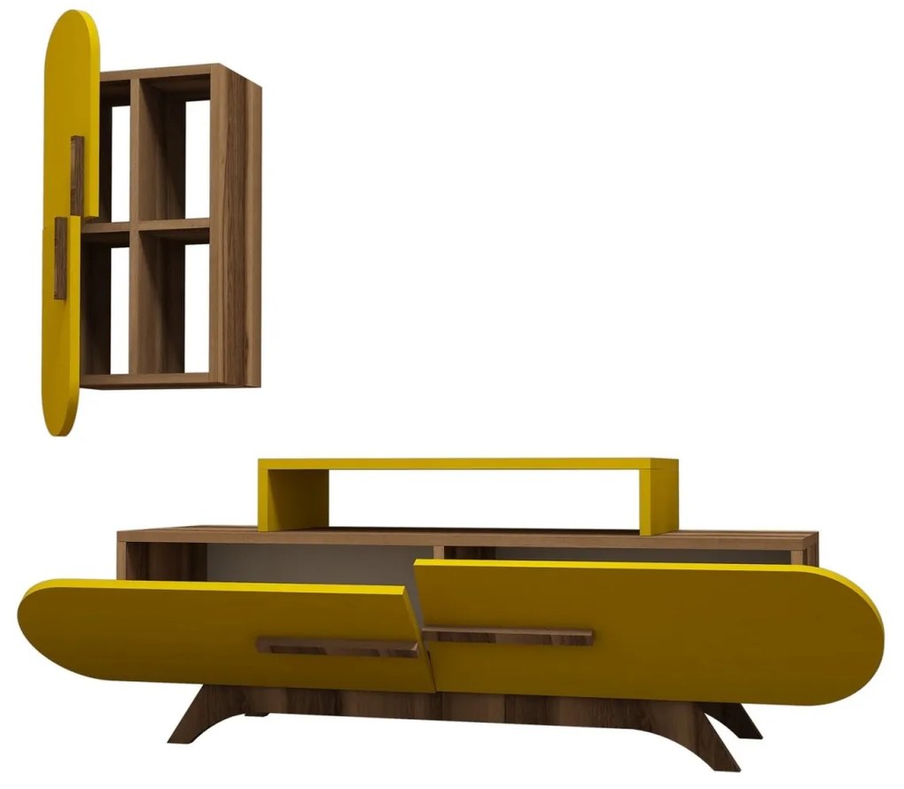 Obývacia stena ROSE S 145 cm orech/žltá