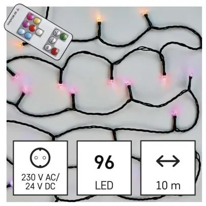 LED vánoční řetěz Mauve 10 m s časovačem, programy a ovladačem RGB