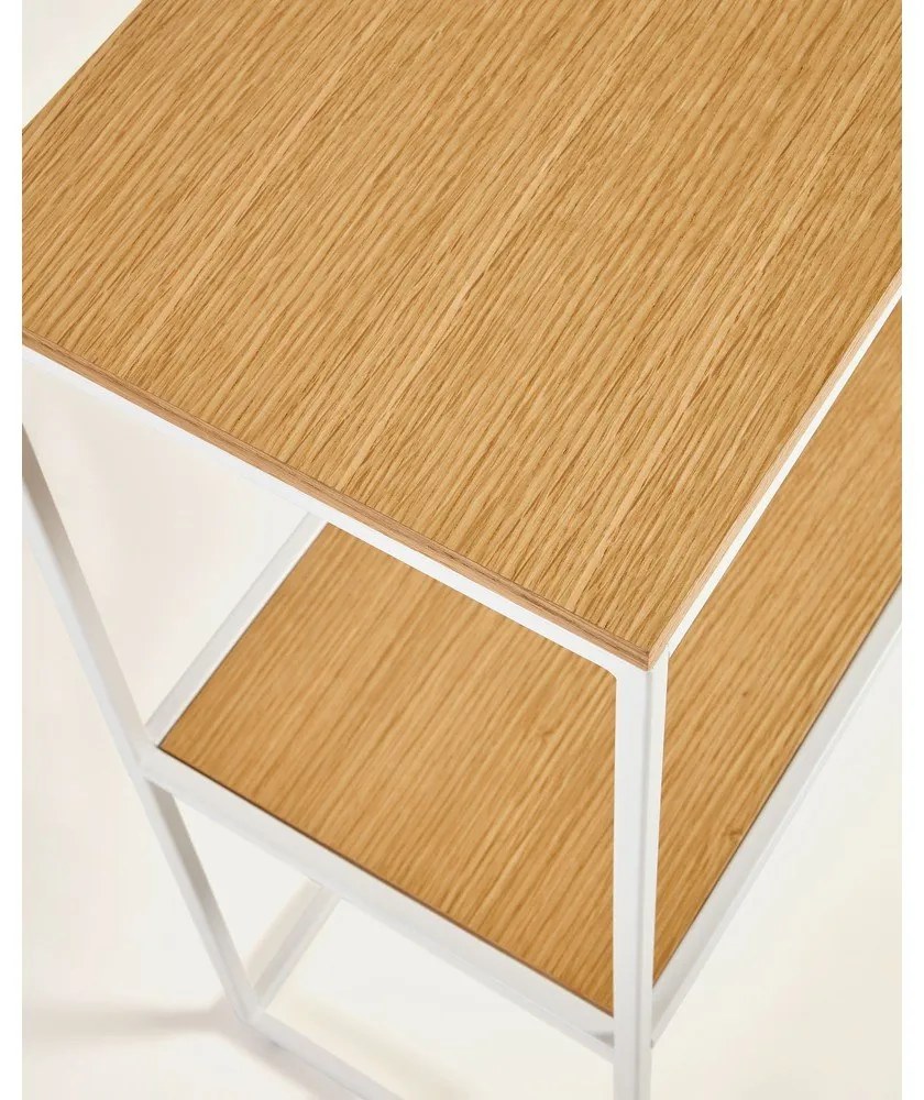 Biely/v prírodnej farbe konzolový stolík v dekore duba 30x120 cm Yoana – Kave Home