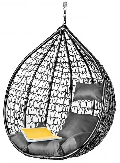 AKCIA Čierne závesné kreslo KOKON bez stojana II. akosť