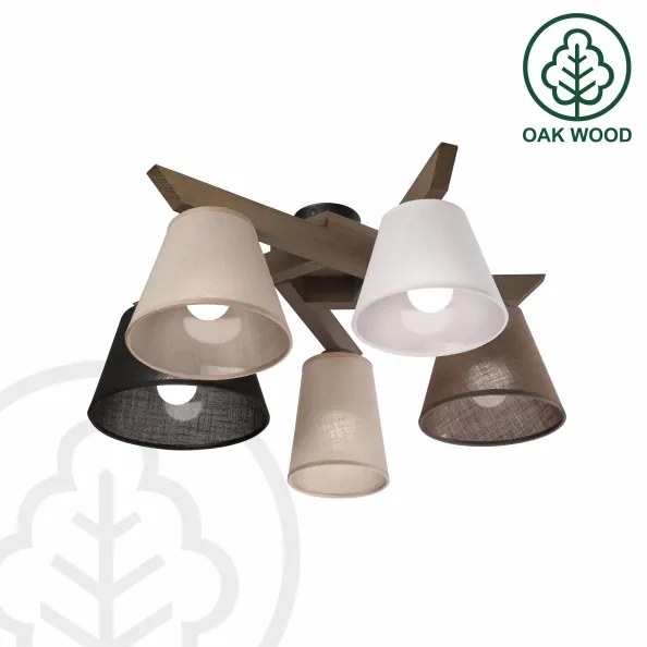 Brilagi - LED  Prisadený luster ANTHONY 5xE14/40W/230V dub orech