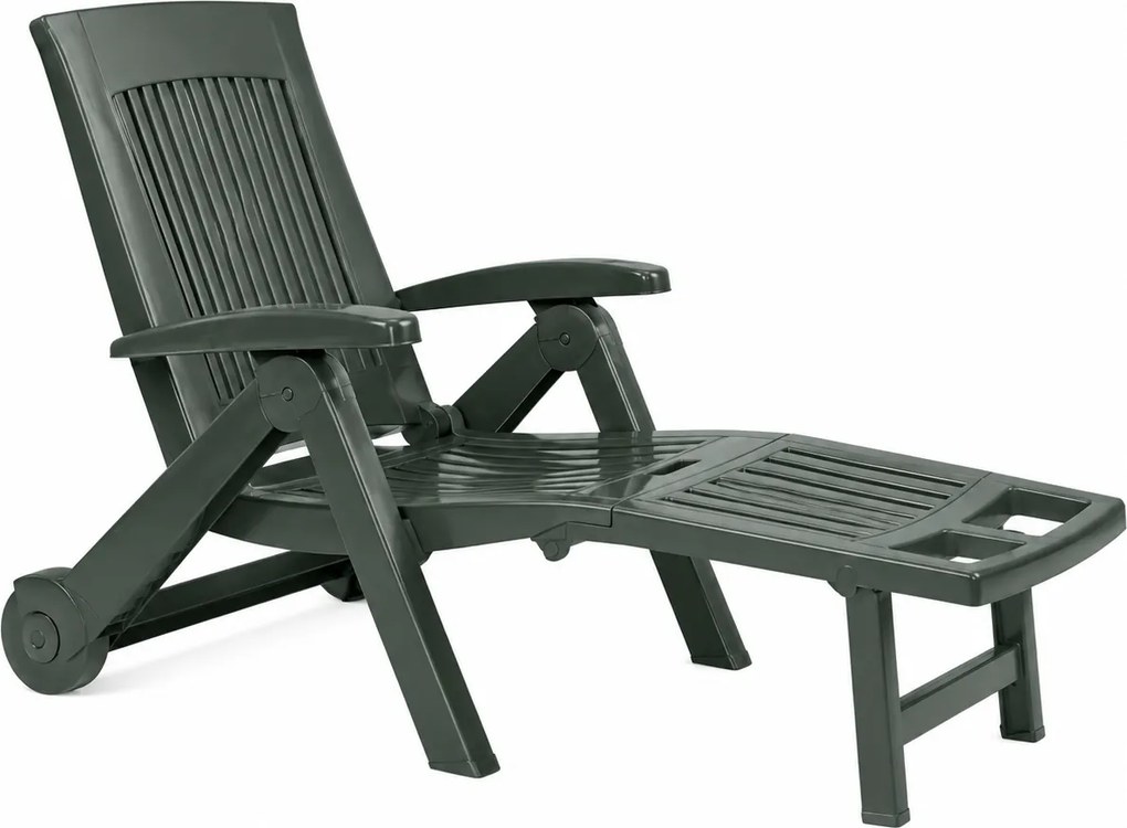 Záhradné lehátko ZIRCONE, 72x195x101cm, tmavá zelená I.P.A.E-Progarden
