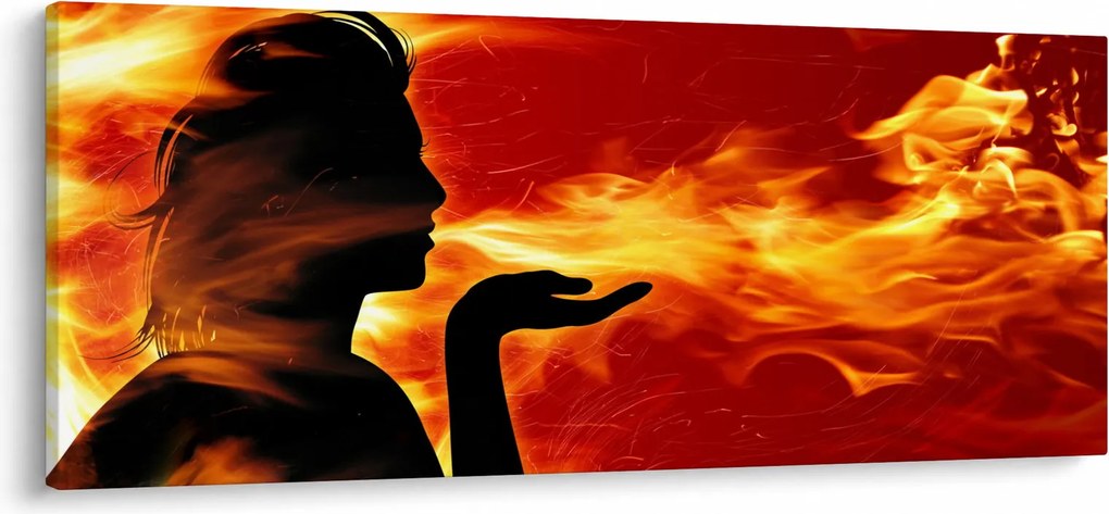 Obraz zeny s plameňmi (120x50 cm)