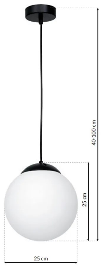 Závesné svietidlo Lima, 1x biele sklenené tienidlo, b