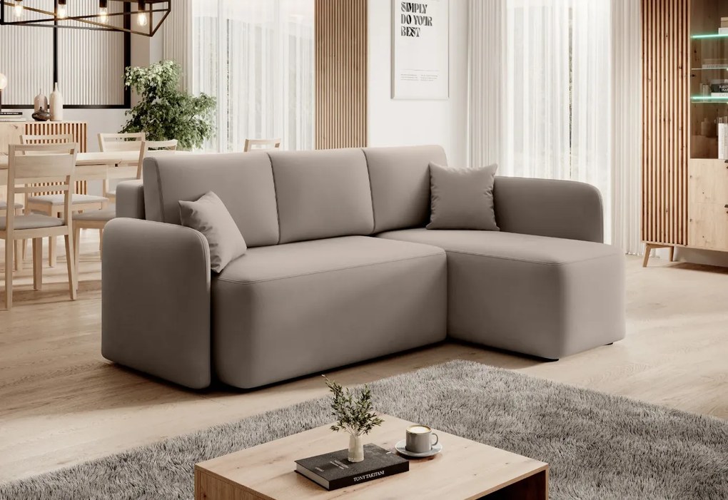 AKCIA Béžová rohová sedacia súprava HADSON - pravý roh II. akosť