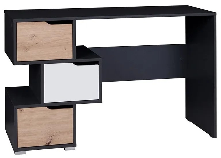 Moderný PC stolík Monako MN01, Farby: Biela + Dub zlatý