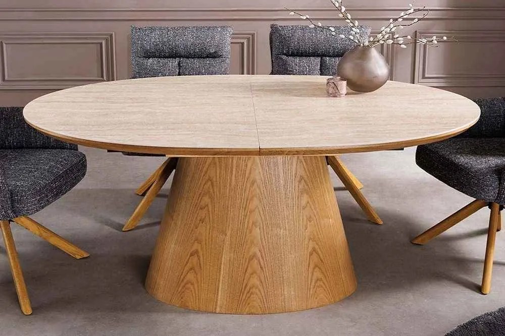 Oválny rozkladací jedálenský stôl Parthenia 160-200 cm dub