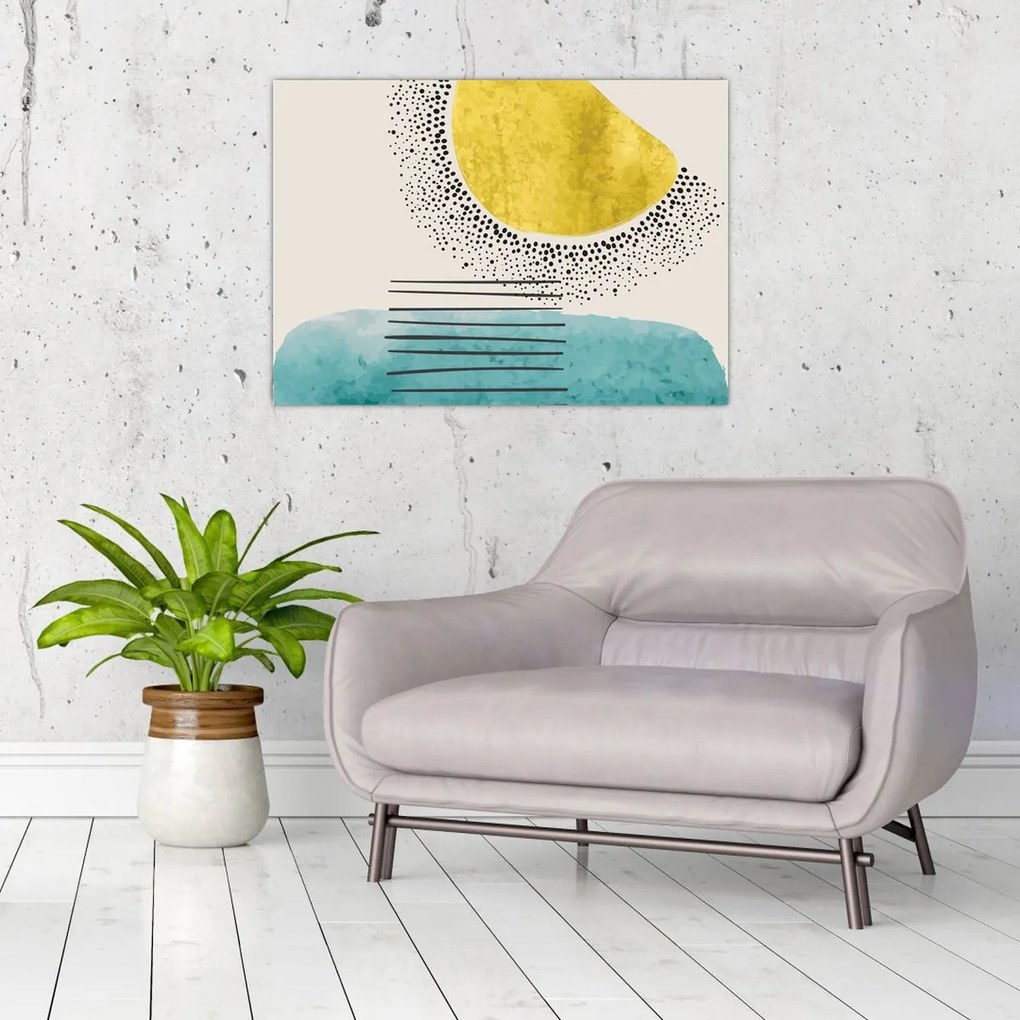 Sklenený obraz - Abstraktná maľba pláže N⁰2 (70x50 cm)
