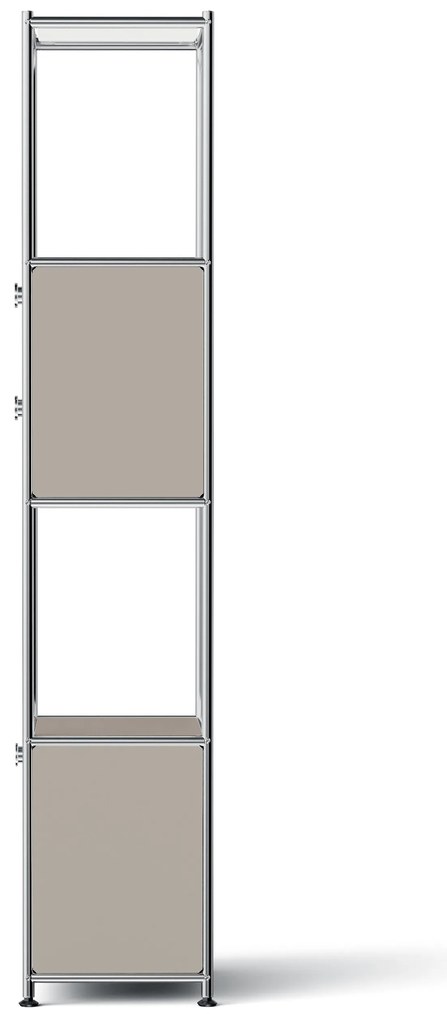 Kovový regál »CN3 Slim Line« s 2 pohyblivými zásuvkami a 1 pohyblivými výklopnými dvierkami, svetlosivý