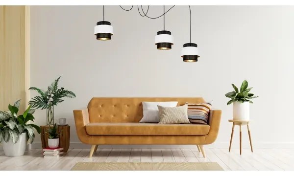 Luster na lanku NESS 3xE27/60W/230V pavúk čierna/biela