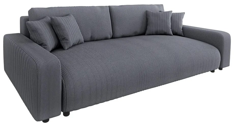 Tmavosivá menčestrová rozkladacia/s úložným priestorom pohovka 234 cm Sara – Ropez