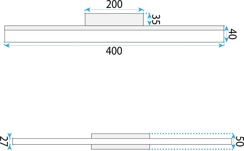 Toolight Toolight, LED nástenné svietidlo 40 cm, 6W, 500 lm, 4000K, APP1854-1W, čierna, OSW-66008