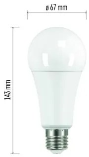 EMOS LED žiarovka CLASSIC E27, A67, 19W, 2452lm, 6500K, studená biela, biela