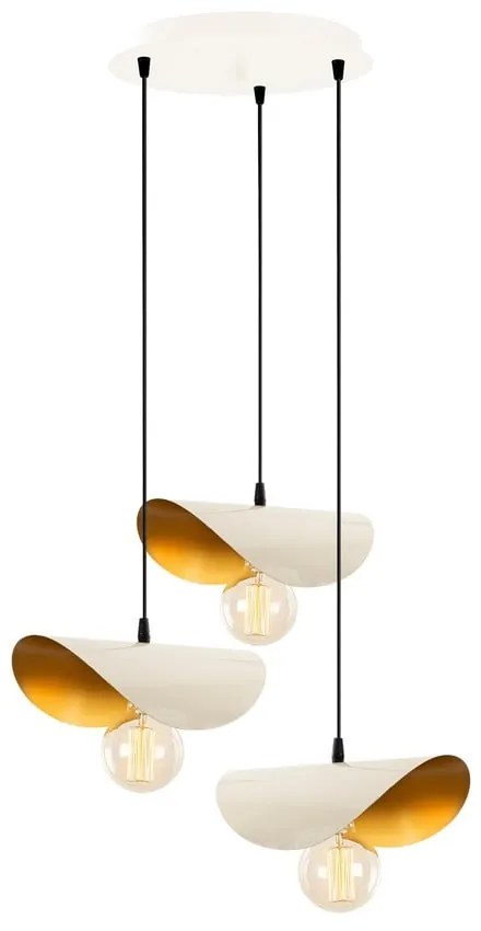 Biele/v zlatej farbe závesné svietidlo s kovovým tienidlom Sivani – Opviq lights