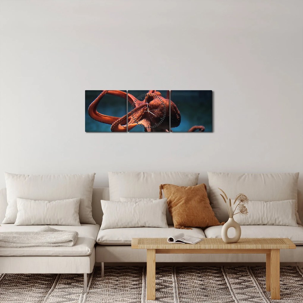 Obraz - Chobotnica (s hodinami) (90x30 cm)