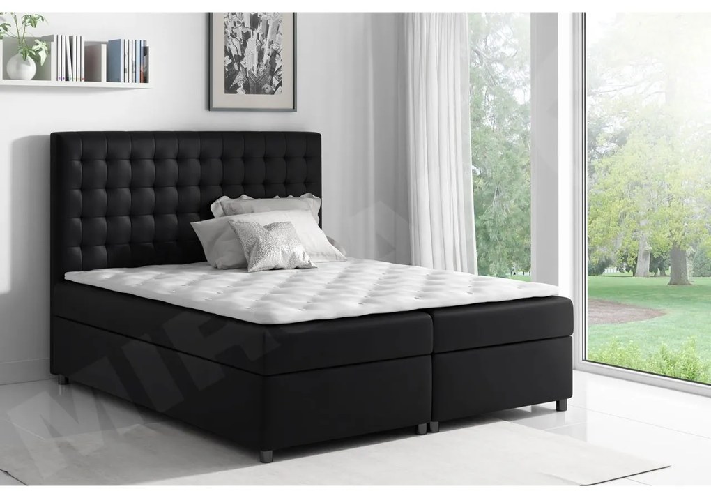 Posteľ kontinentálna Alfi, Rozmer postele: 140x200, Dostupné poťahy: ekokoža Soft 017 (biela)