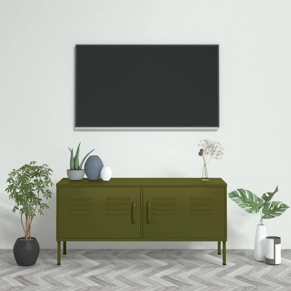 TV skrinka olivovo-zelená 105x35x50 cm oceľ