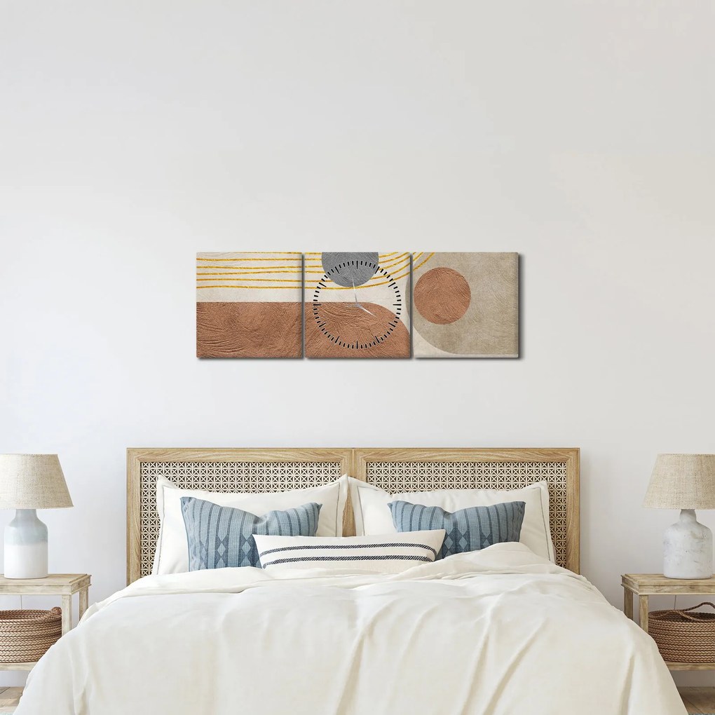 Obraz - Moderná koláž (s hodinami) (90x30 cm)