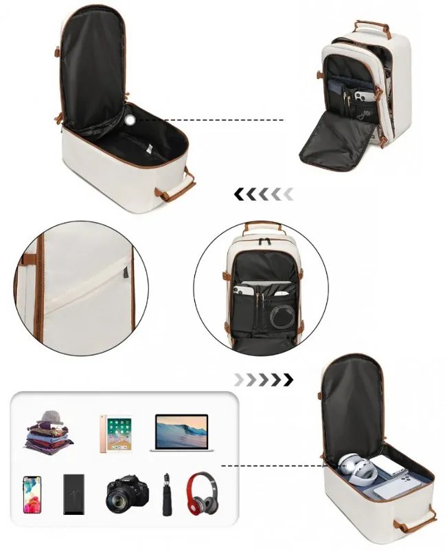 Konofactory Béžový odolný batoh do lietadla "Transporter" - M (35l)