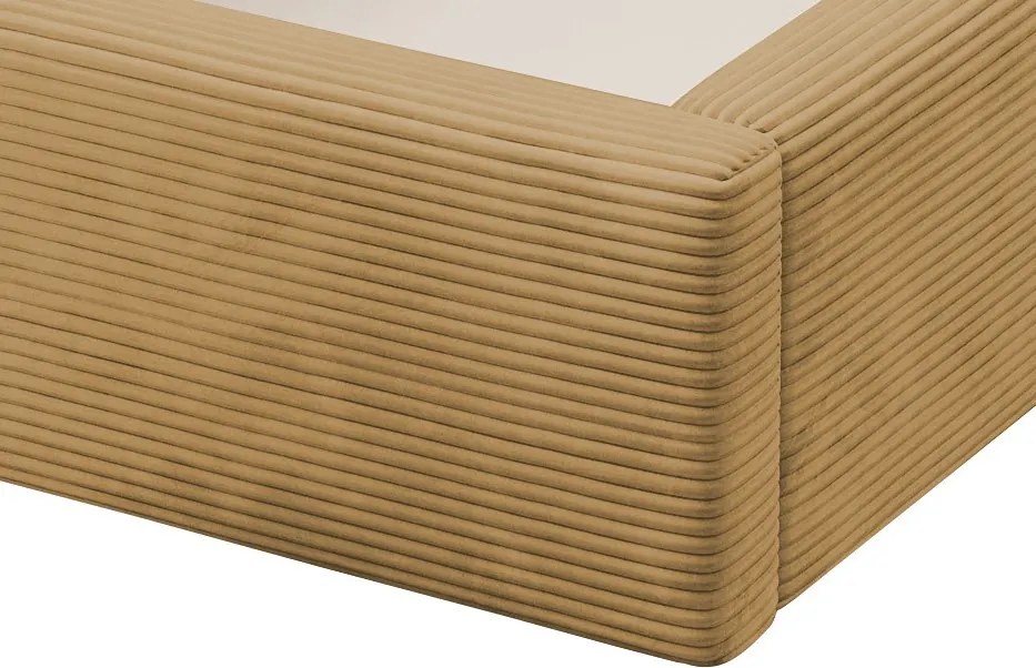 Posteľ Inez 180x200 cm, topazovo žltá štruktúrovaná látka