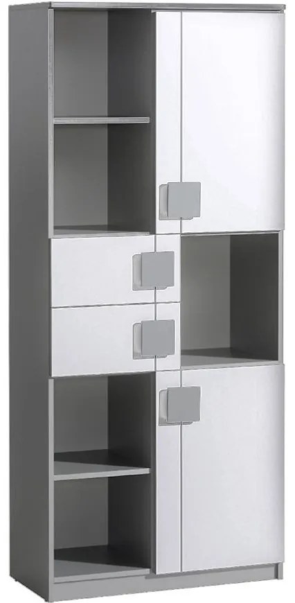 Regál 2D2S2P Gumi G2 Brilantná biela/Antracyt