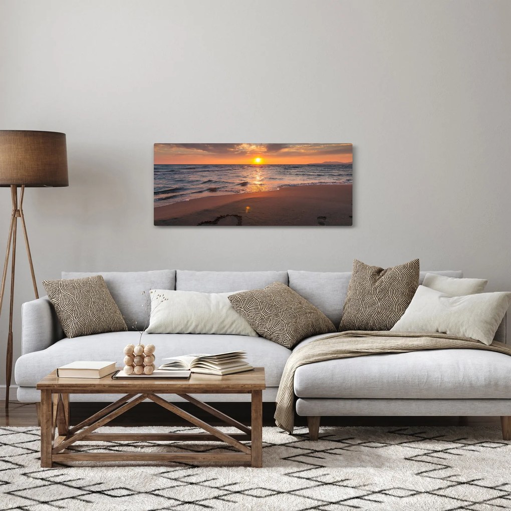 Obraz srdca v piesku (120x50 cm)