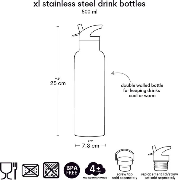 Nerezová fľaša na pitie lesní priatelia XL