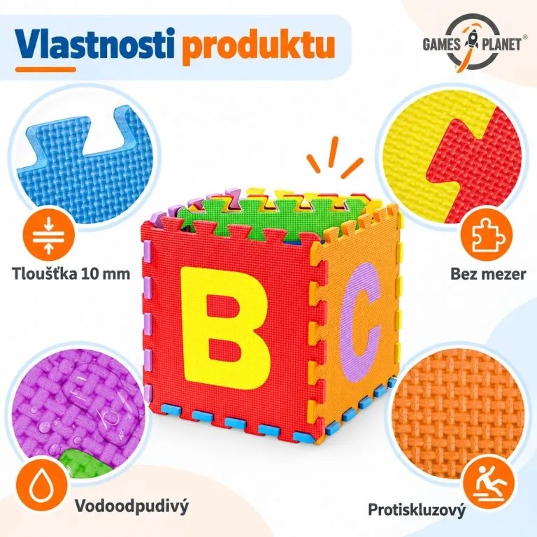 GAMES PLANET Penové puzzle čísla a písmená, 86 kusov