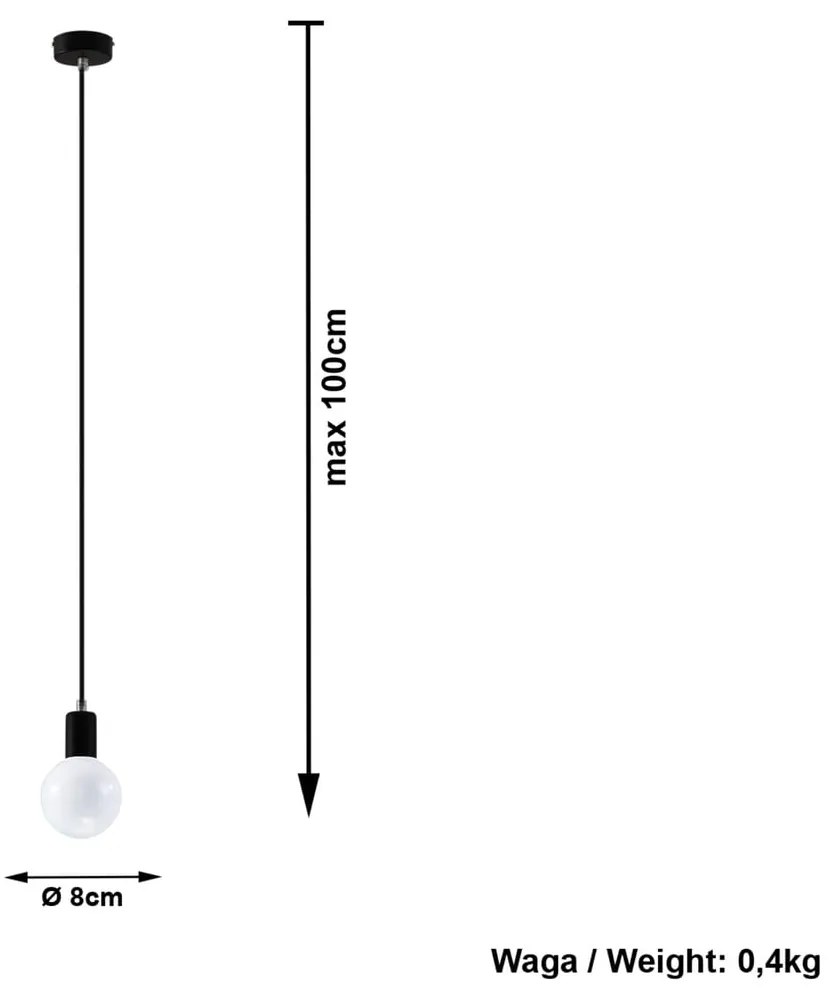 Čierne stropné svietidlo Sollux Bombilla