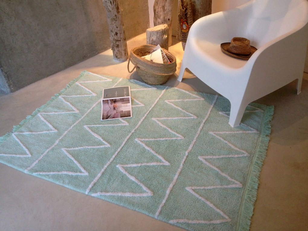 Ručne tkaný kusový koberec Hippy Mint, 120x160, zelená, chodba / predsieň, Lorena Canals