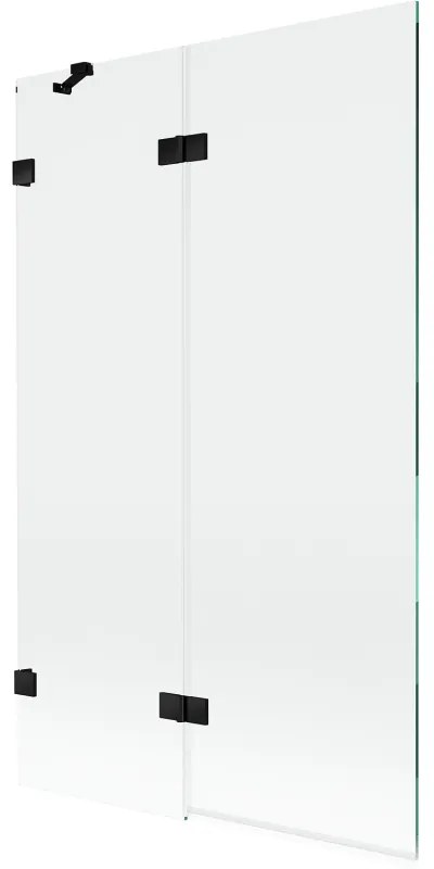 Mexen Lunar, 2-krídlová vaňová zástena ľavá 110 x 150 cm, číre sklo, čierna matná, 897-110-100-70-00-L