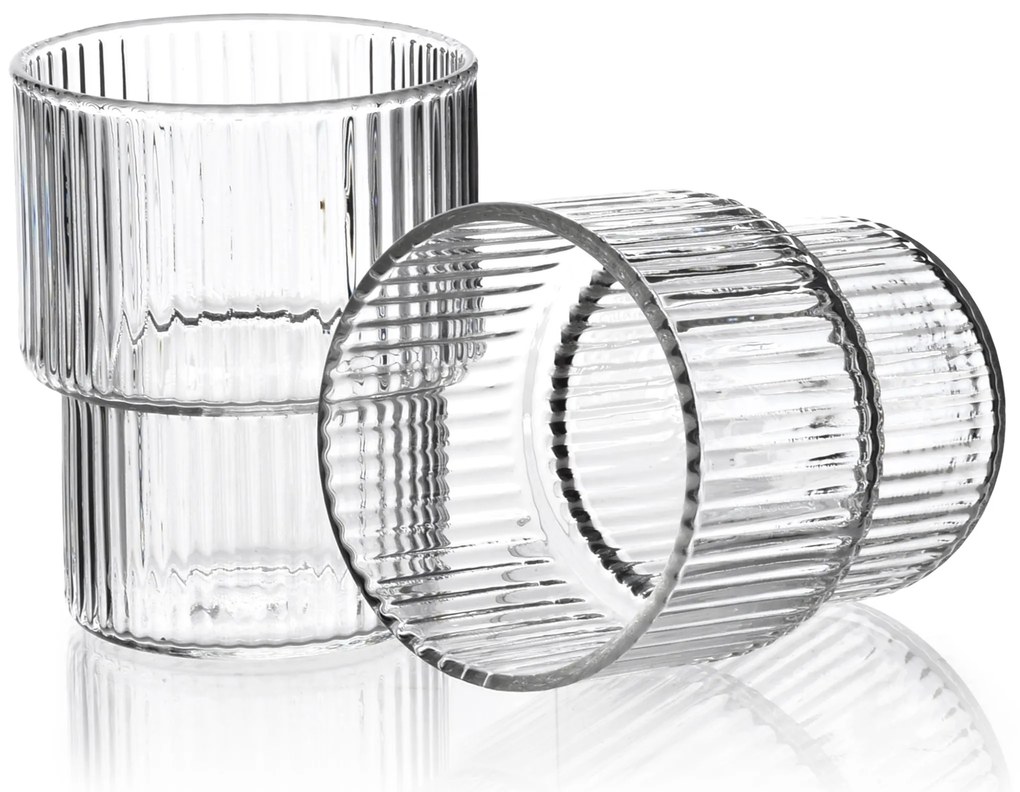 Sada 4 ks sklenic ELLA STRIPES 320 ml čirá