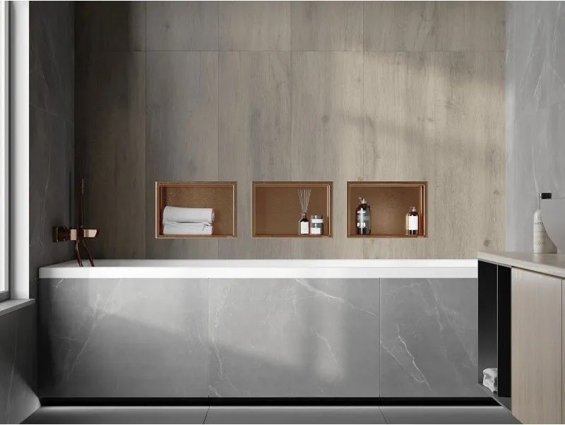 Mexen X-Wall-R, polica na zapustenie s prírubou 30 x 20 cm, medená matná - 19C0302010