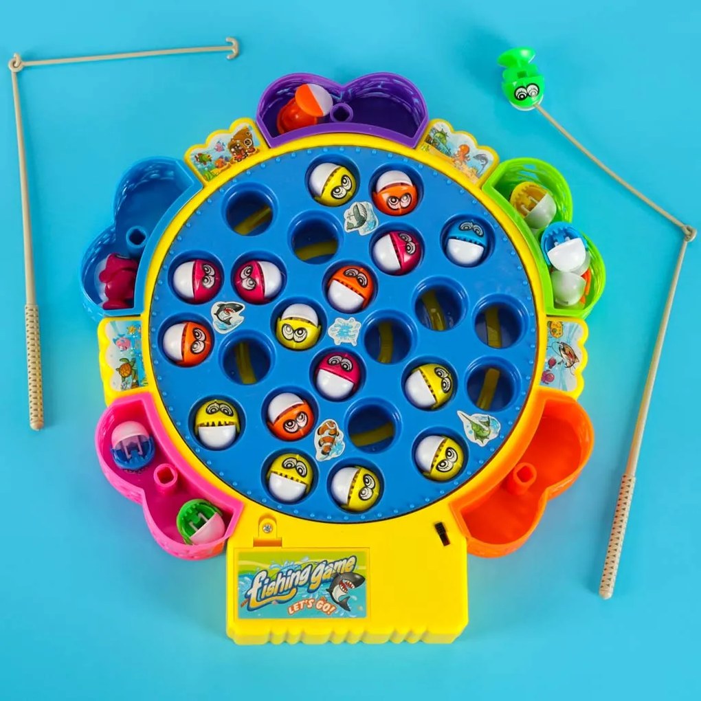 KIK Rodinná hra Chyť ryby – 24 rýb, 1–5 hráčov, rotačná plošina, zvukové efekty, 5 prútov
