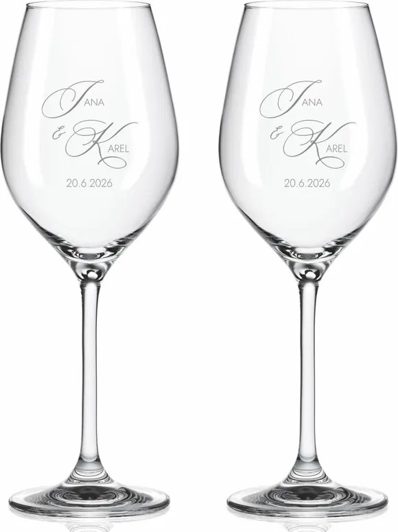 Svadobné poháre na víno Monogram lásky 2 ks