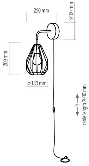 Nástenné svietidlo BRYLANT BLACK 1xE27/60W/230V