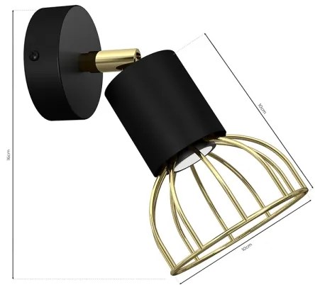 Nástenné bodové svietidlo DANTE 1xGU10/25W/230V čierna/zlatá