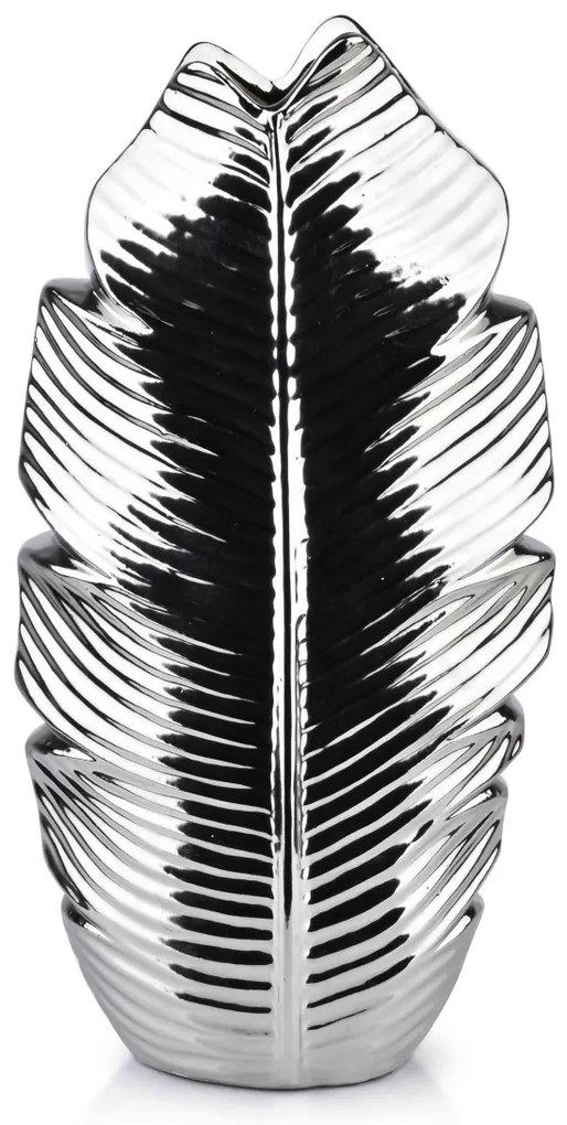Keramická váza LEAF 35 cm strieborná