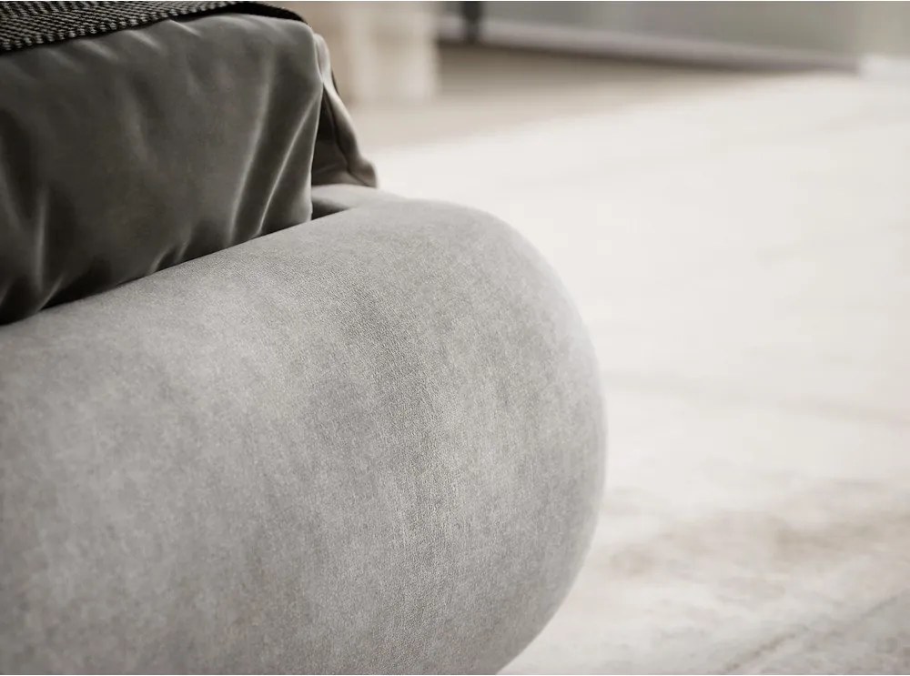 Sivobéžová čalúnená dvojlôžková posteľ s úložným priestorom s roštom 140x200 cm Maumere – Maison de Rêve